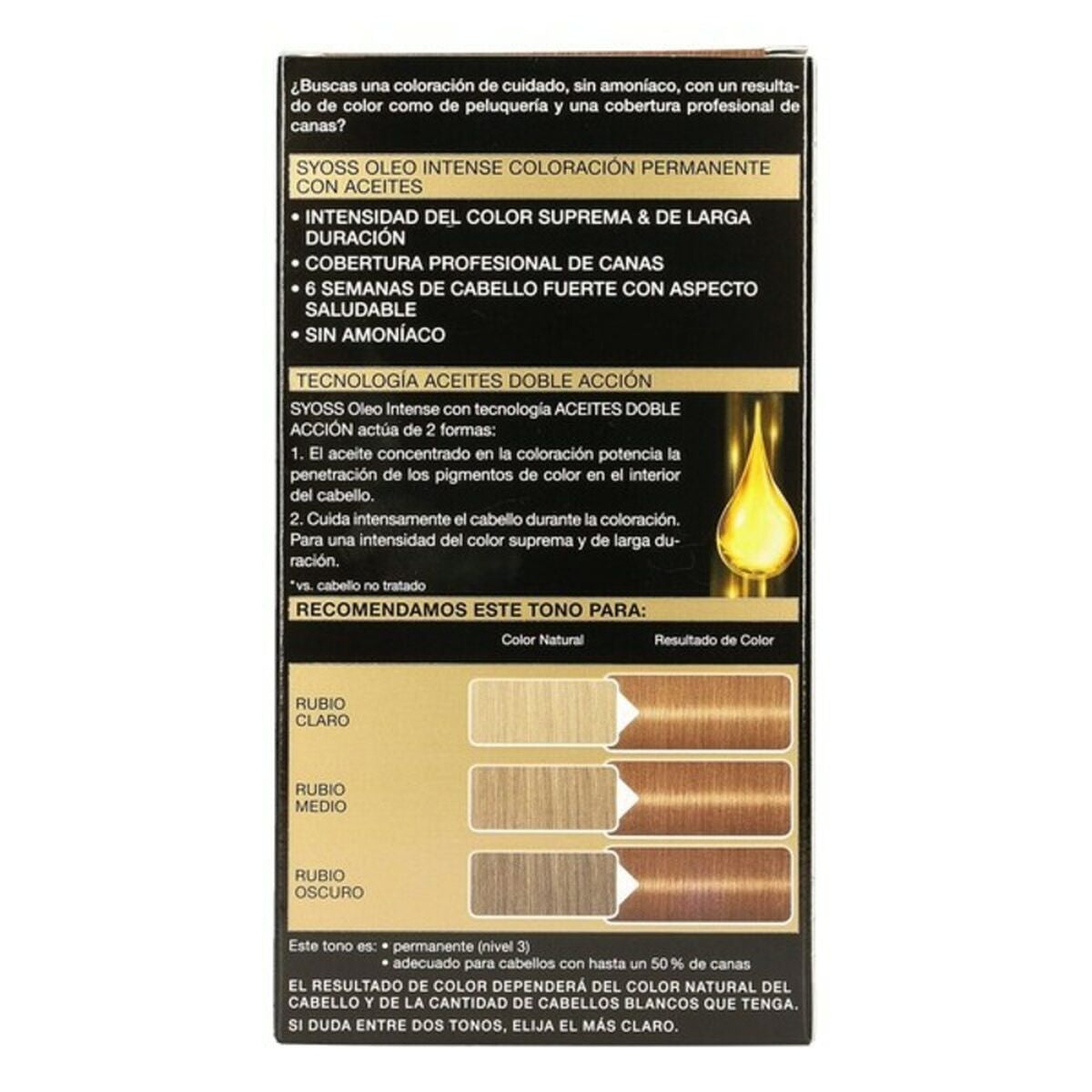 Tinta Permanente Syoss Olio Intense Sem amoníaco Nº 8,60 Loiro Mel | Acexarme. Mais modelos Beleza, Cuidado do cabelo disponíveis.