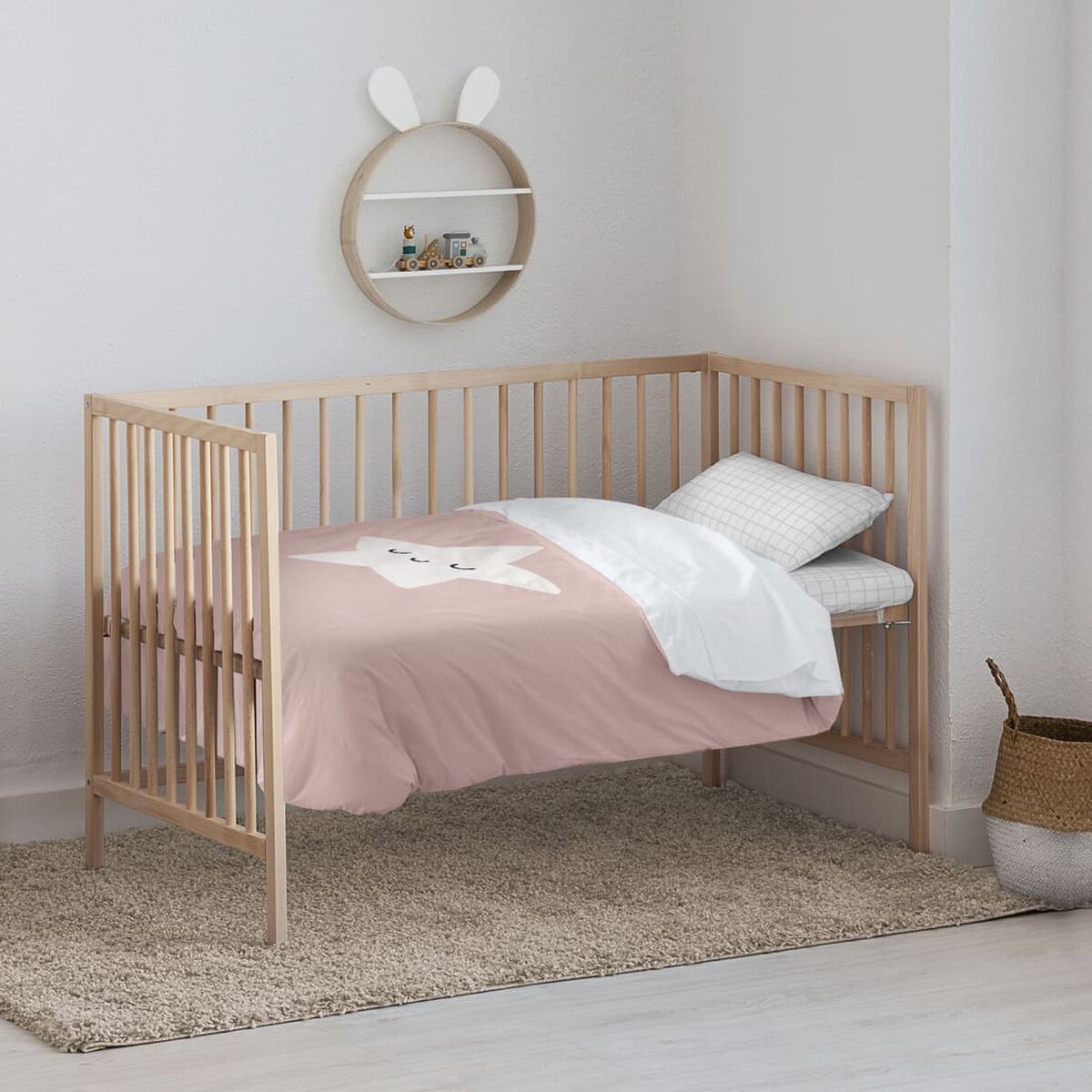 Conjunto de capa de edredom Kids&Cotton Nadir Cor de Rosa 100 x 120 cm | Acexarme. Mais modelos Bebé, Quarto de dormir disponíveis.