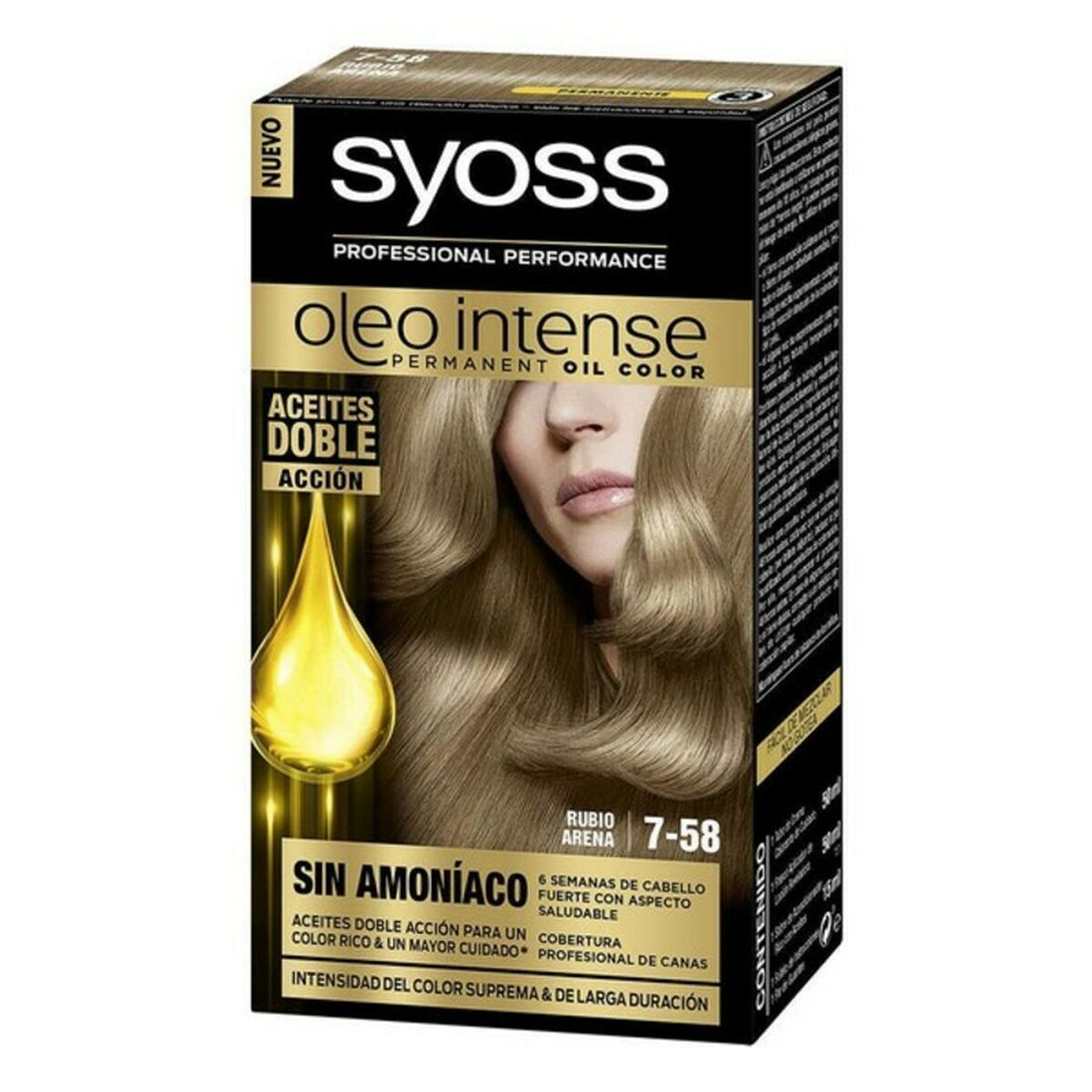 Tinta Permanente   Syoss Olio Intense Sem amoníaco Nº 7,58 Louro Areia | Acexarme. Mais modelos Beleza, Cuidado do cabelo disponíveis.