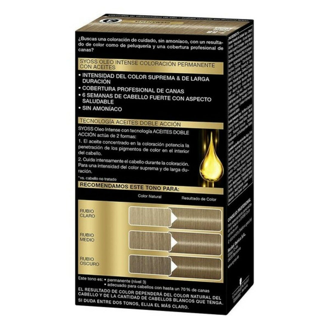 Tinta Permanente   Syoss Olio Intense Sem amoníaco Nº 7,58 Louro Areia | Acexarme. Mais modelos Beleza, Cuidado do cabelo disponíveis.