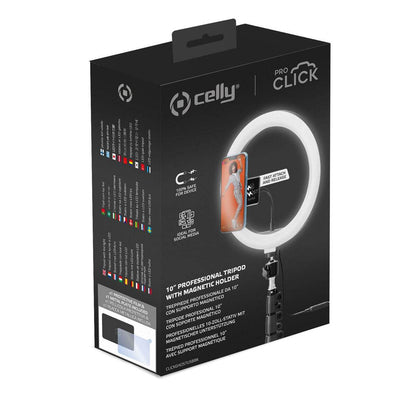 Aro de Luz Selfie com Tripé e Controlo Remoto Celly CLICKGHOSTUSBBK | Acexarme