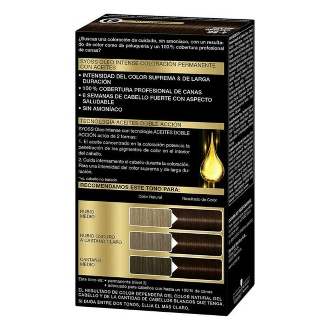 Tinta Permanente   Syoss Olio Intense Sem amoníaco Nº 4,86 Castanho Gelado | Acexarme. Mais modelos Beleza, Cuidado do cabelo disponíveis.
