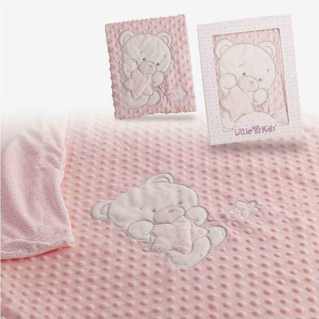 Manta para Bebé Urso Cor de Rosa Bordado Duplo | Acexarme. Mais modelos Bebé, Quarto de dormir disponíveis.