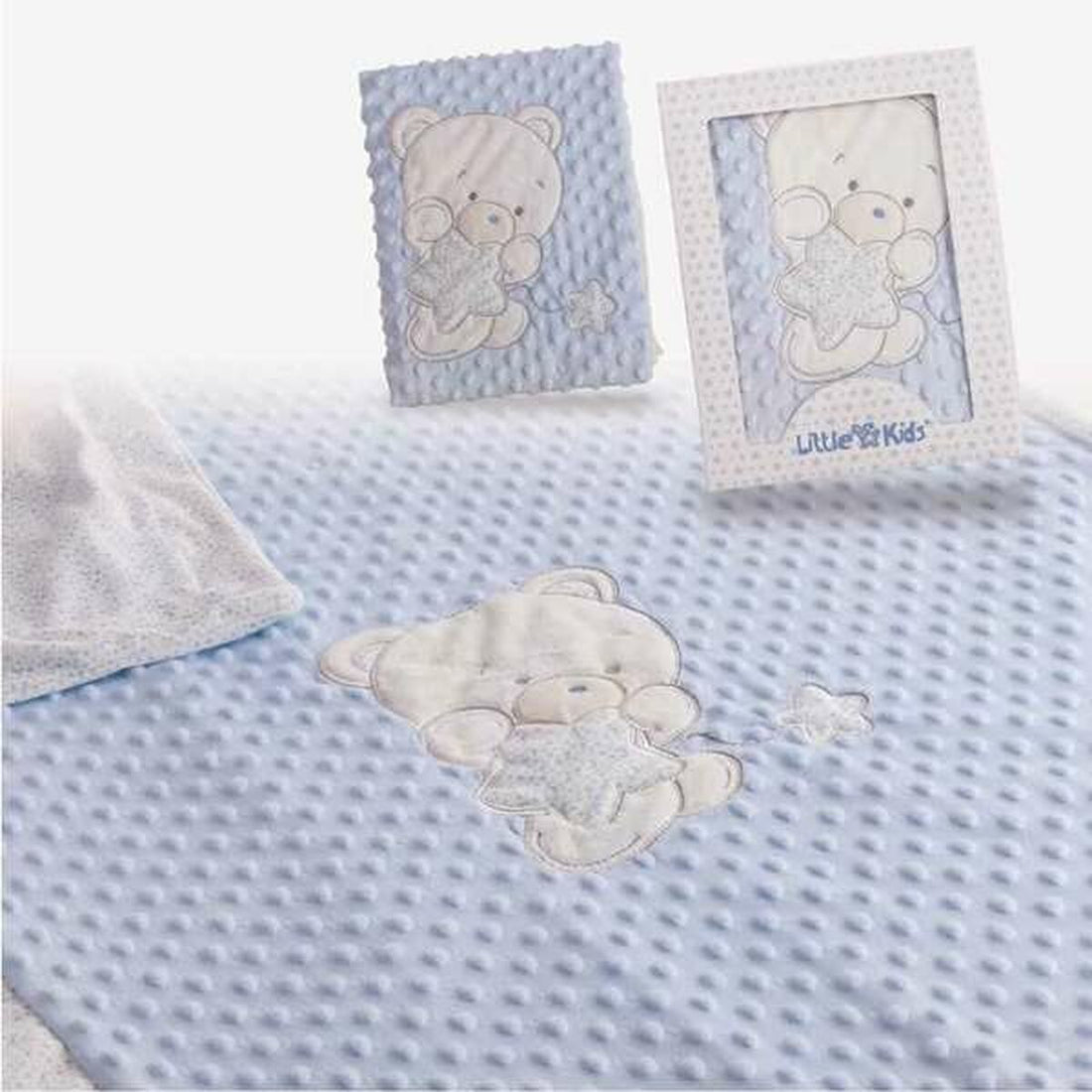 Manta para Bebé Urso Bordado Azul Duplo | Acexarme. Mais modelos Bebé, Quarto de dormir disponíveis.