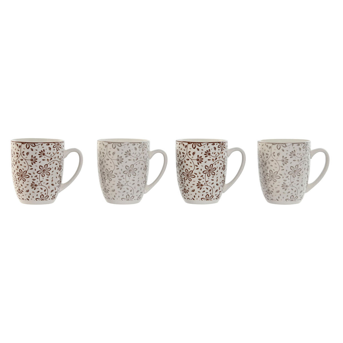 Conjunto de 4 Canecas Home ESPRIT Castanho Bege Bloemen 340 ml | Acexarme. Mais modelos Casa e cozinha, Talheres, louça e cristaleira disponíveis.