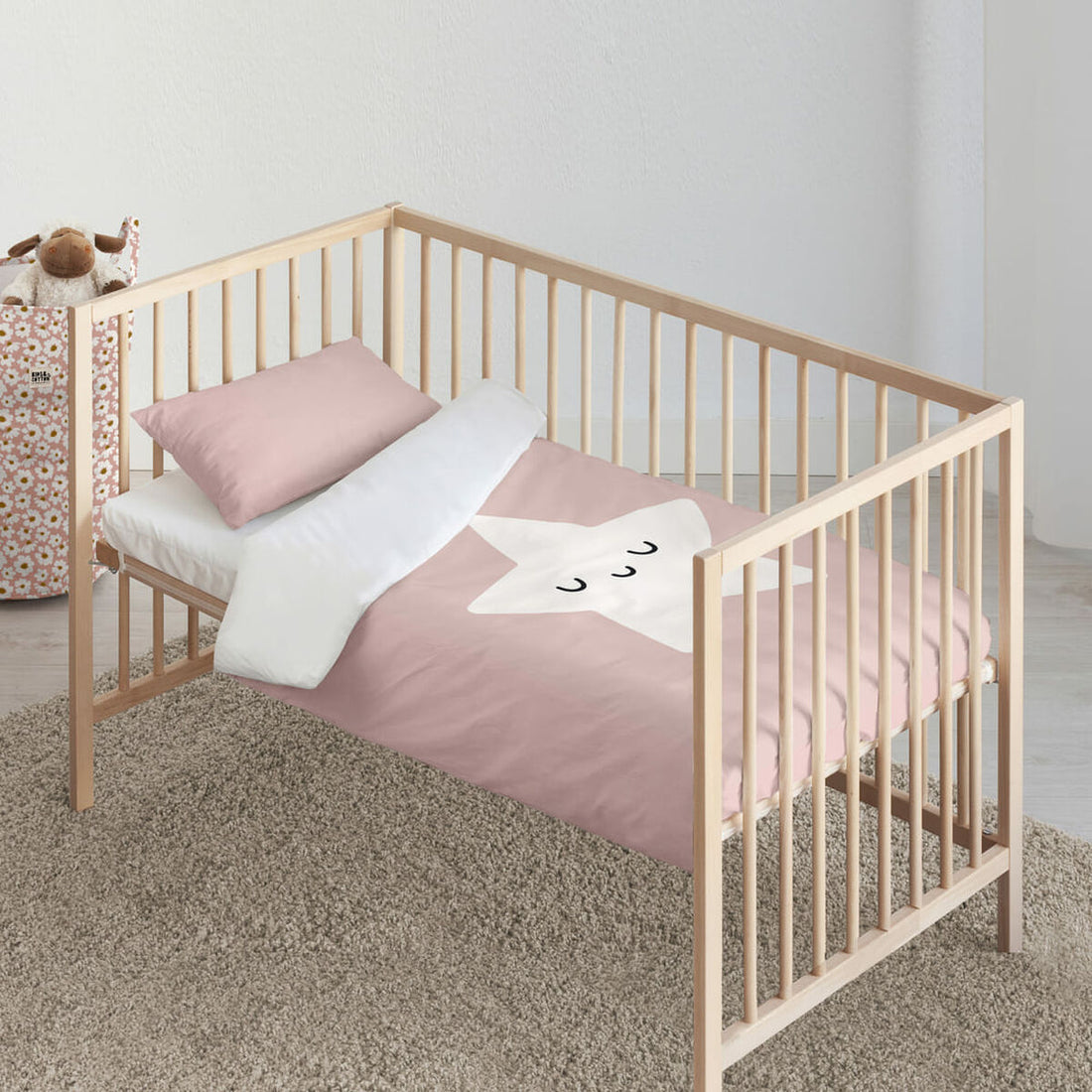Conjunto de capa de edredom Kids&amp;Cotton Nadir Cor de Rosa 100 x 120 cm | Acexarme. Mais modelos Bebé, Quarto de dormir disponíveis.