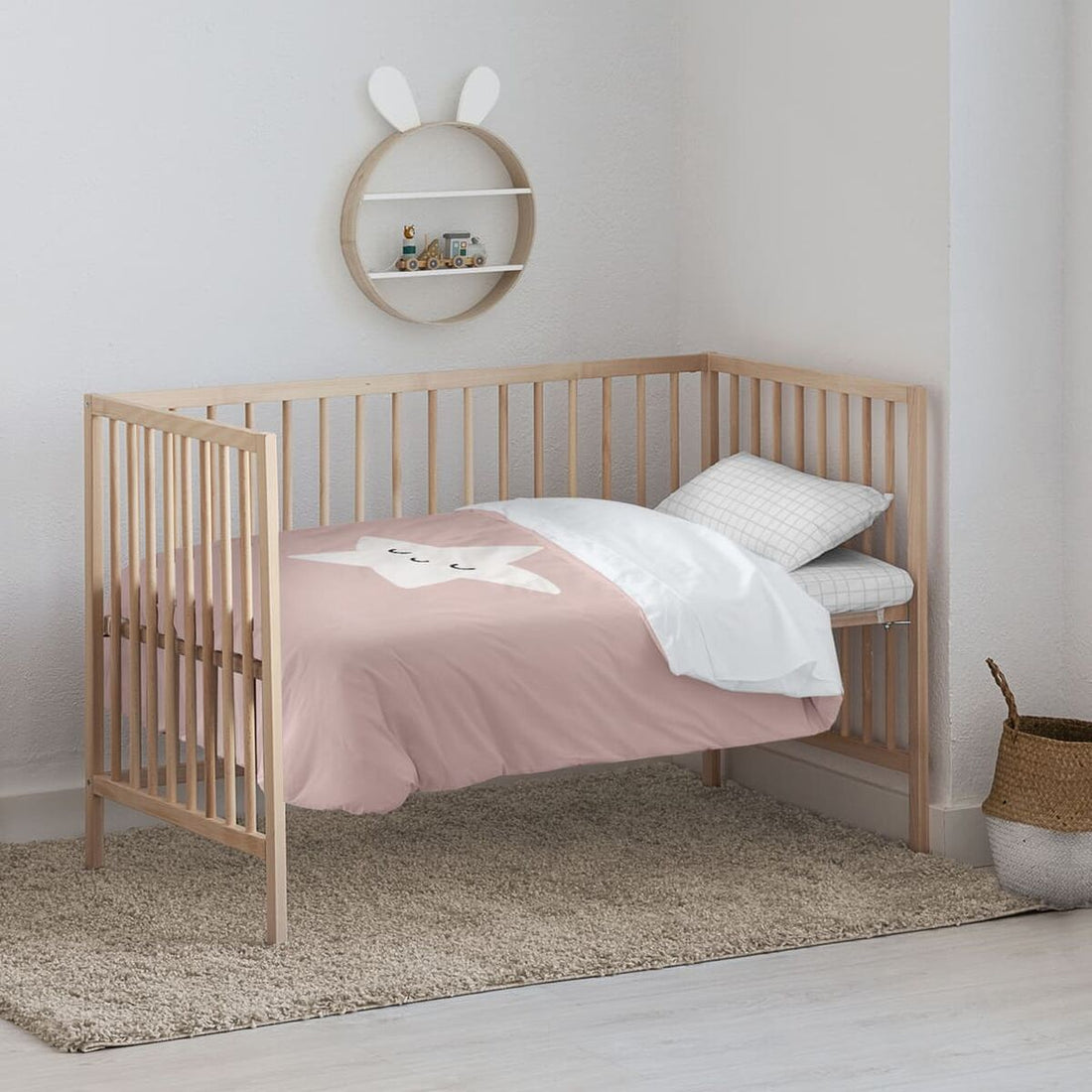 Conjunto de capa de edredom Kids&amp;Cotton Nadir Cor de Rosa 100 x 120 cm | Acexarme. Mais modelos Bebé, Quarto de dormir disponíveis.
