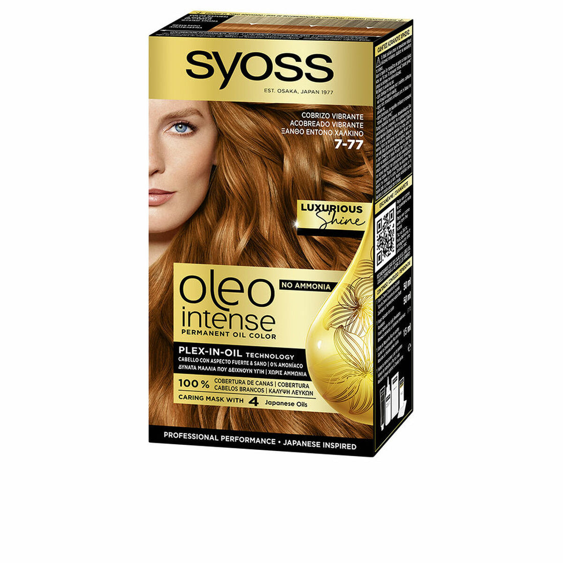 Tinta Permanente Syoss Oleo Intense Sem amoníaco Nº 7-77 Acobreado Ardente | Acexarme. Mais modelos Beleza, Cuidado do cabelo disponíveis.