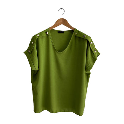 Blusa Verde Botões | Acexarme. Mais modelos Blusas Mulher disponíveis.