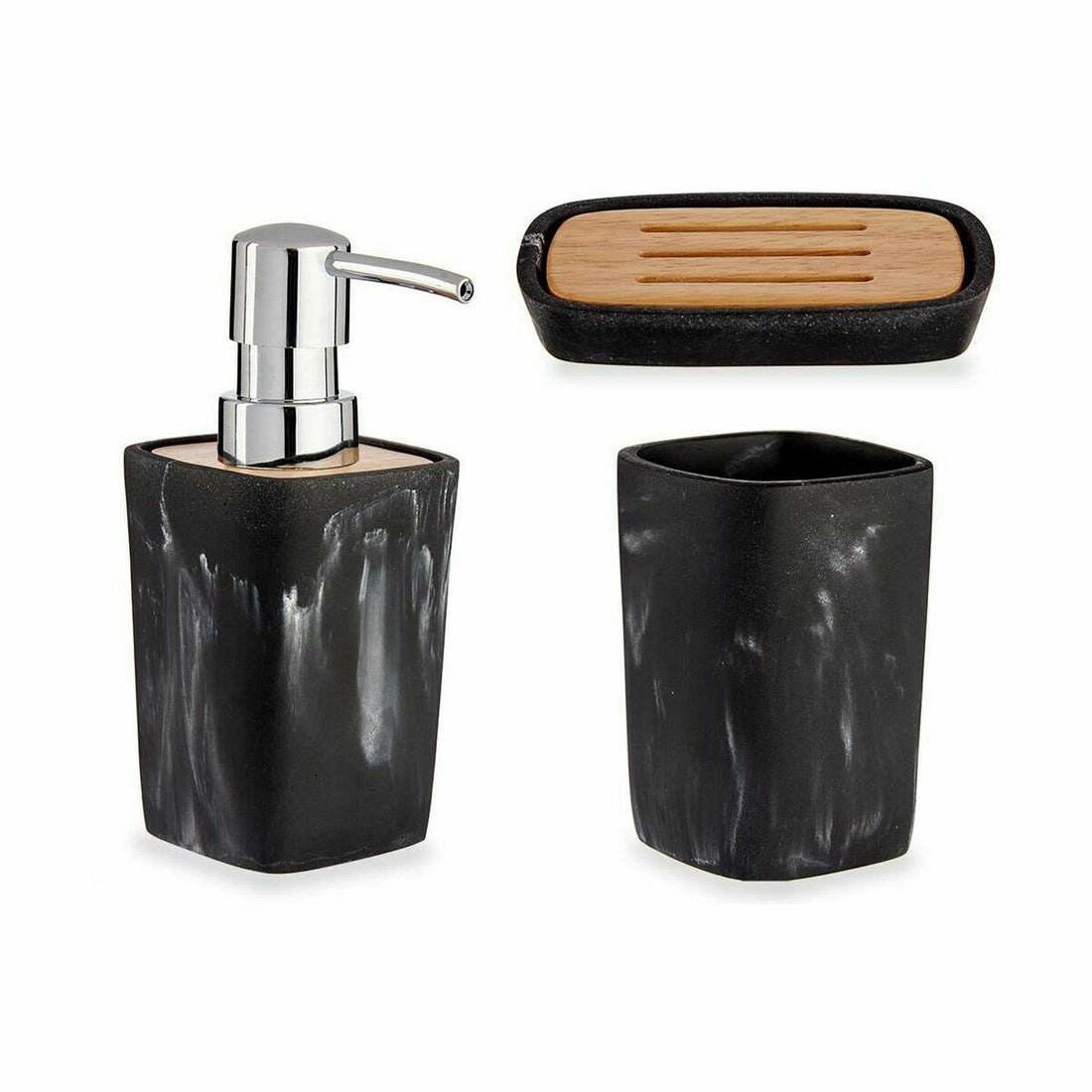 Conjunto de Banho Berilo B5646-S3 Preto Bambu Plástico (8 Unidades) | Acexarme. Mais modelos Casa e cozinha, Banho disponíveis.