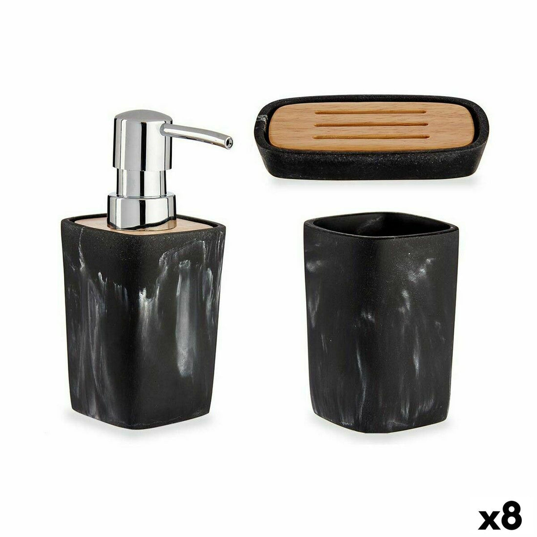 Conjunto de Banho Berilo B5646-S3 Preto Bambu Plástico (8 Unidades) | Acexarme. Mais modelos Casa e cozinha, Banho disponíveis.